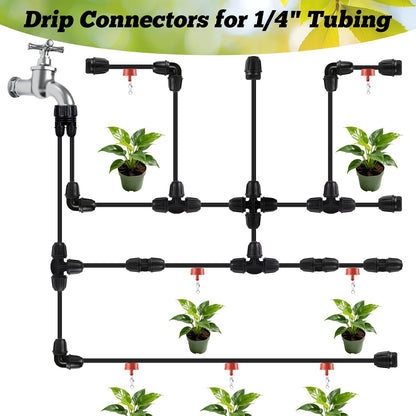 70 Pcs 1/4 Inch Drip Irrigation Fittings Kit,Green
