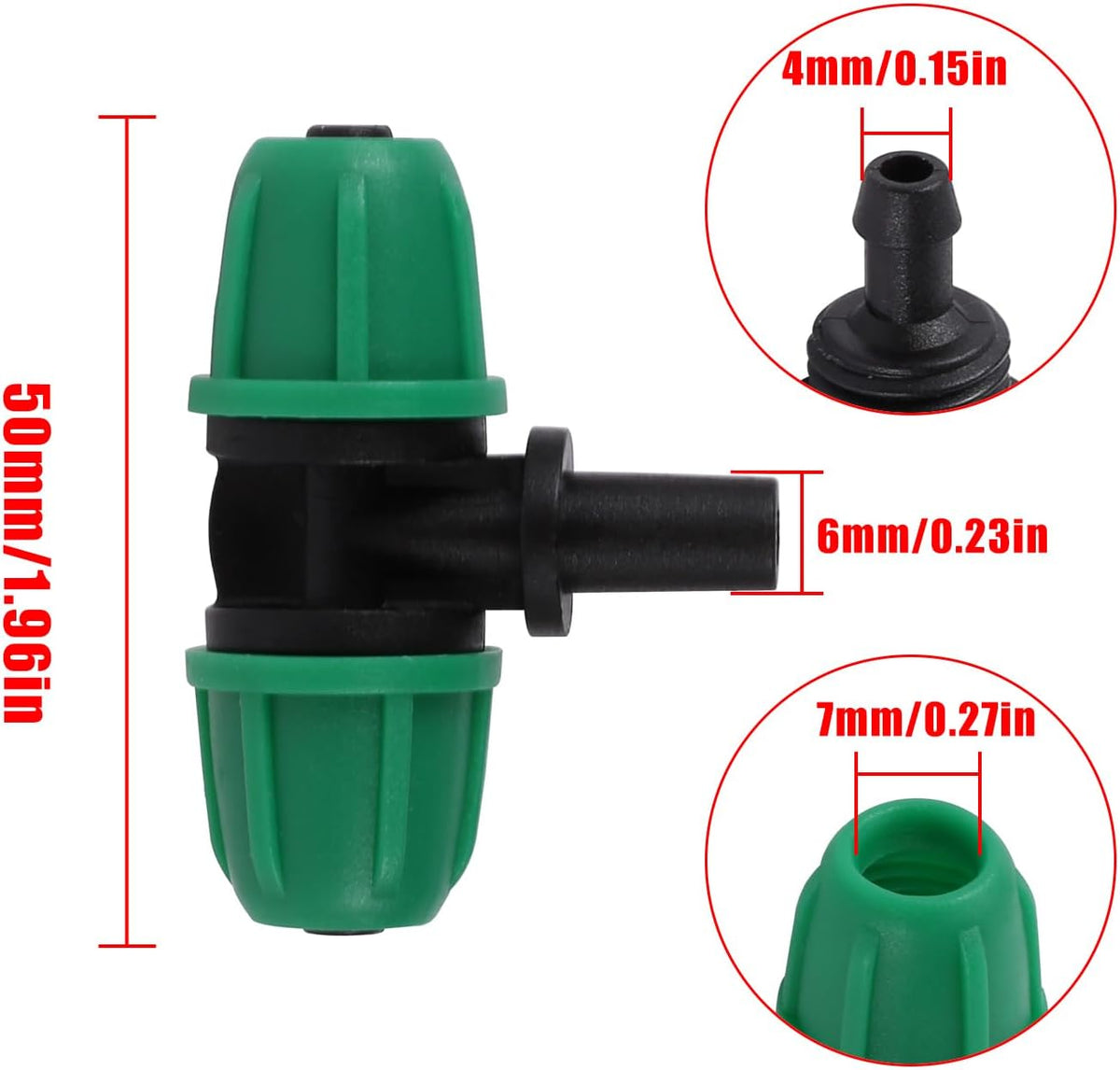 70 Pcs 1/4 Inch Drip Irrigation Fittings Kit,Green