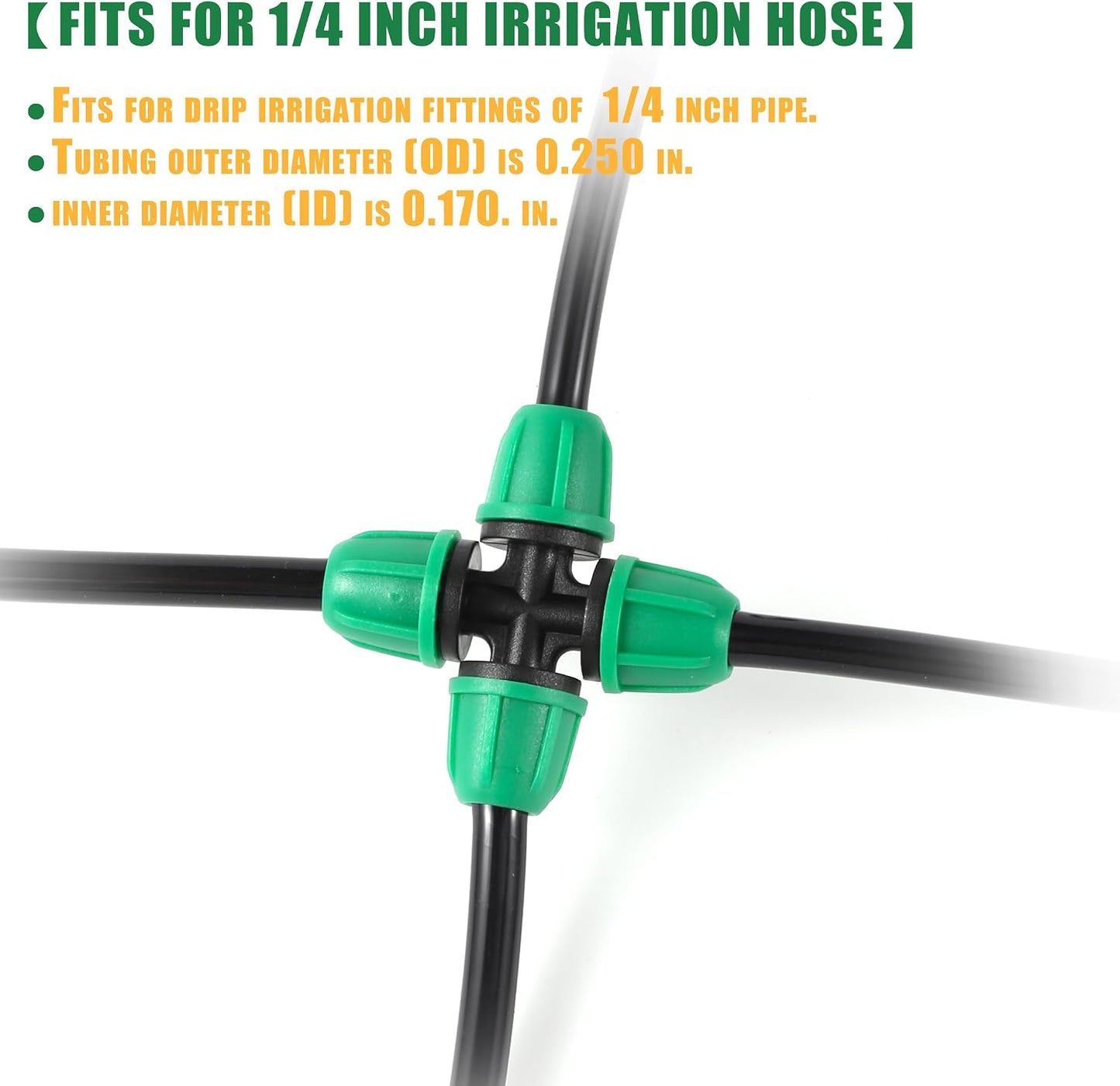 70 Pcs 1/4 Inch Drip Irrigation Fittings Kit,Green