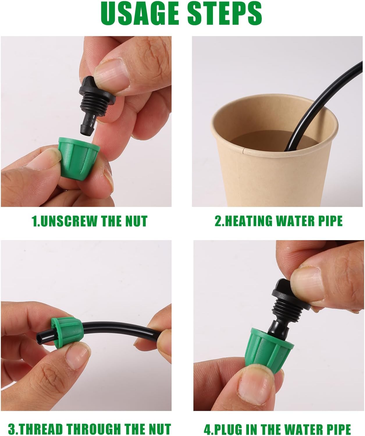 70 Pcs 1/4 Inch Drip Irrigation Fittings Kit,Green