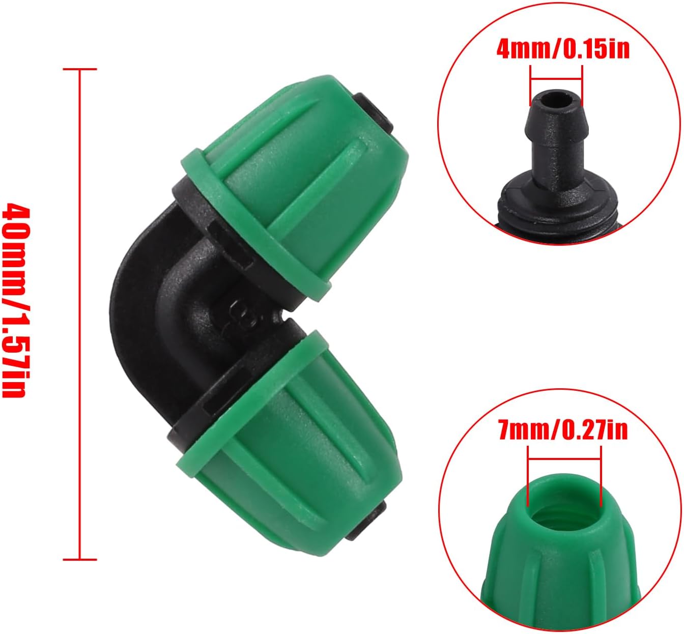 70 Pcs 1/4 Inch Drip Irrigation Fittings Kit,Green