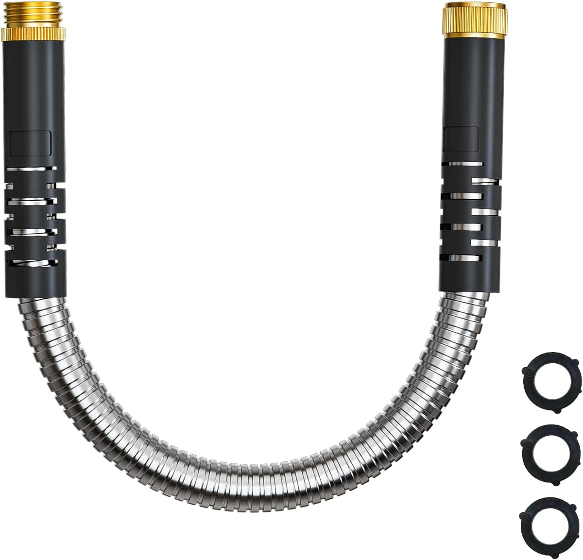 Short Metal Garden Hose 1ft Connector, Flexible Stainless Steel for Reel