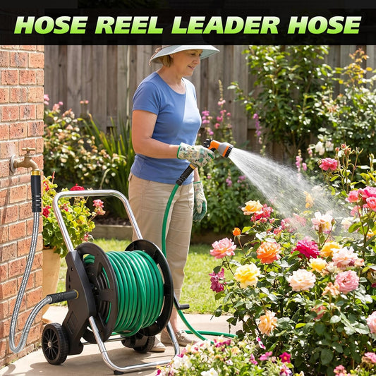 Short Metal Garden Hose 1ft Connector, Flexible Stainless Steel for Reel