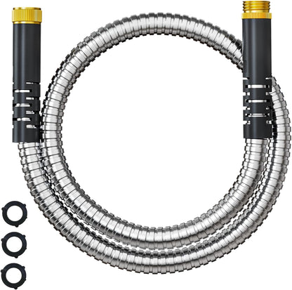Short Metal Garden Hose 1ft Connector, Flexible Stainless Steel for Reel