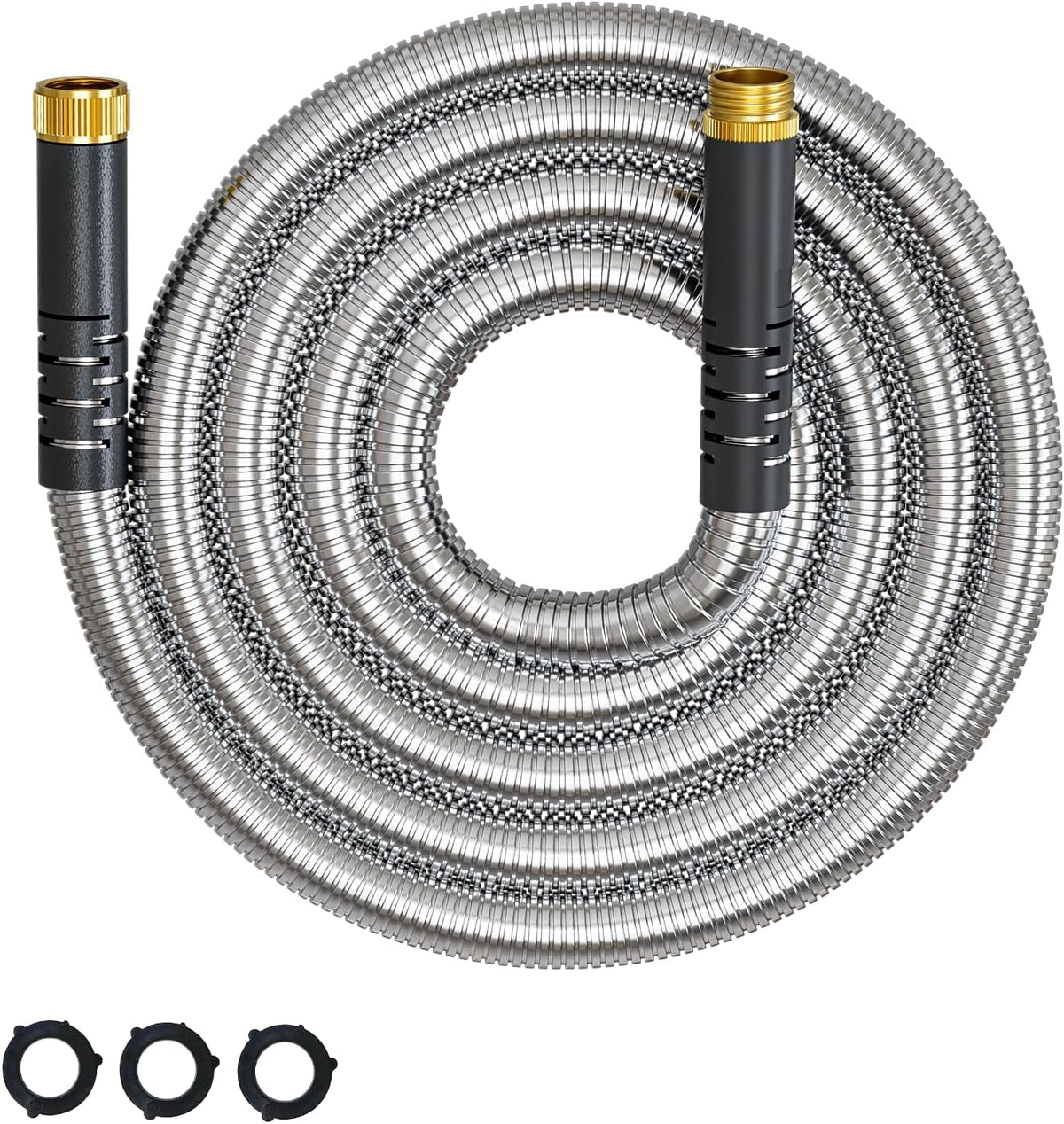 Short Metal Garden Hose 1ft Connector, Flexible Stainless Steel for Reel