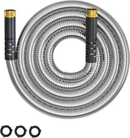 Short Metal Garden Hose 1ft Connector, Flexible Stainless Steel for Reel
