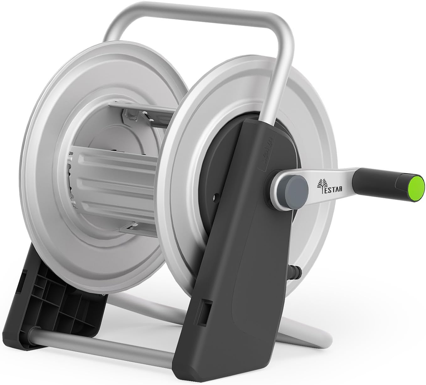 Metal Hose Reel Cart,Hose Holder Up to 50-80 Feet of 5/8" Hose,Wall Mounted Water Hose Reel,Portable Hose Reels for Outside Car Washing, Watering