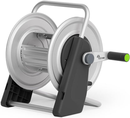 Metal Hose Reel Cart,Hose Holder Up to 50-80 Feet of 5/8" Hose,Wall Mounted Water Hose Reel,Portable Hose Reels for Outside Car Washing, Watering