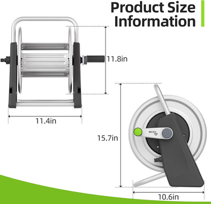 Metal Hose Reel Cart,Hose Holder Up to 50-80 Feet of 5/8" Hose,Wall Mounted Water Hose Reel,Portable Hose Reels for Outside Car Washing, Watering