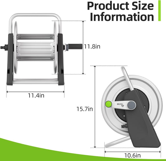 Metal Hose Reel Cart,Hose Holder Up to 50-80 Feet of 5/8" Hose,Wall Mounted Water Hose Reel,Portable Hose Reels for Outside Car Washing, Watering
