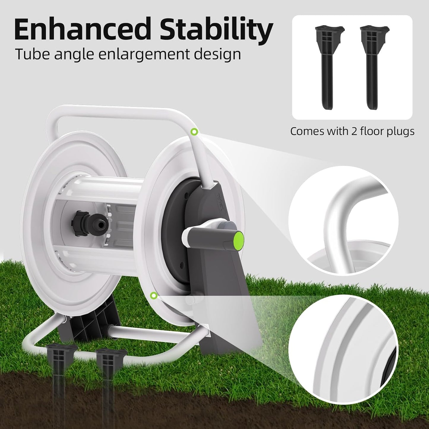 Metal Hose Reel Cart,Hose Holder Up to 50-80 Feet of 5/8" Hose,Wall Mounted Water Hose Reel,Portable Hose Reels for Outside Car Washing, Watering