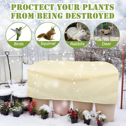 Plant Frost Cover, Rectangular Planter Plant Winter Frost Blanket with Drawstring, Garden Netting for Garden Protection, Raised Beds in Winter Damaged Bark 2 Pcs(59 * 15.7 * 17.7 INCH)