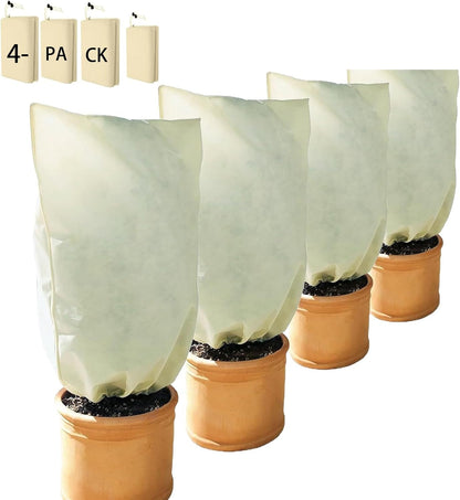 Plant Frost Cover, Rectangular Planter Plant Winter Frost Blanket with Drawstring, Garden Netting for Garden Protection, Raised Beds in Winter Damaged Bark 2 Pcs(59 * 15.7 * 17.7 INCH)