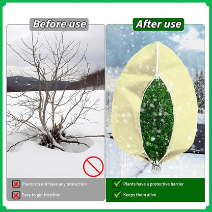 Plant Frost Cover, Rectangular Planter Plant Winter Frost Blanket with Drawstring, Garden Netting for Garden Protection, Raised Beds in Winter Damaged Bark 2 Pcs(59 * 15.7 * 17.7 INCH)