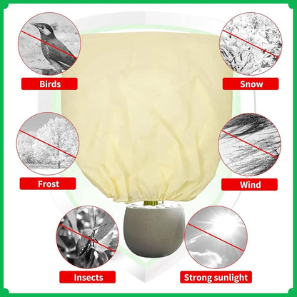 Plant Frost Cover, Rectangular Planter Plant Winter Frost Blanket with Drawstring, Garden Netting for Garden Protection, Raised Beds in Winter Damaged Bark 2 Pcs(59 * 15.7 * 17.7 INCH)