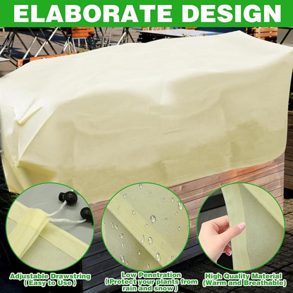 Plant Frost Cover, Rectangular Planter Plant Winter Frost Blanket with Drawstring, Garden Netting for Garden Protection, Raised Beds in Winter Damaged Bark 2 Pcs(59 * 15.7 * 17.7 INCH)