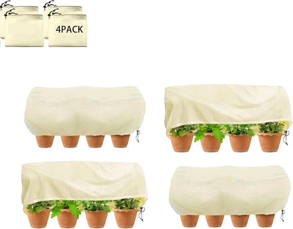 Plant Frost Cover, Rectangular Planter Plant Winter Frost Blanket with Drawstring, Garden Netting for Garden Protection, Raised Beds in Winter Damaged Bark 2 Pcs(59 * 15.7 * 17.7 INCH)