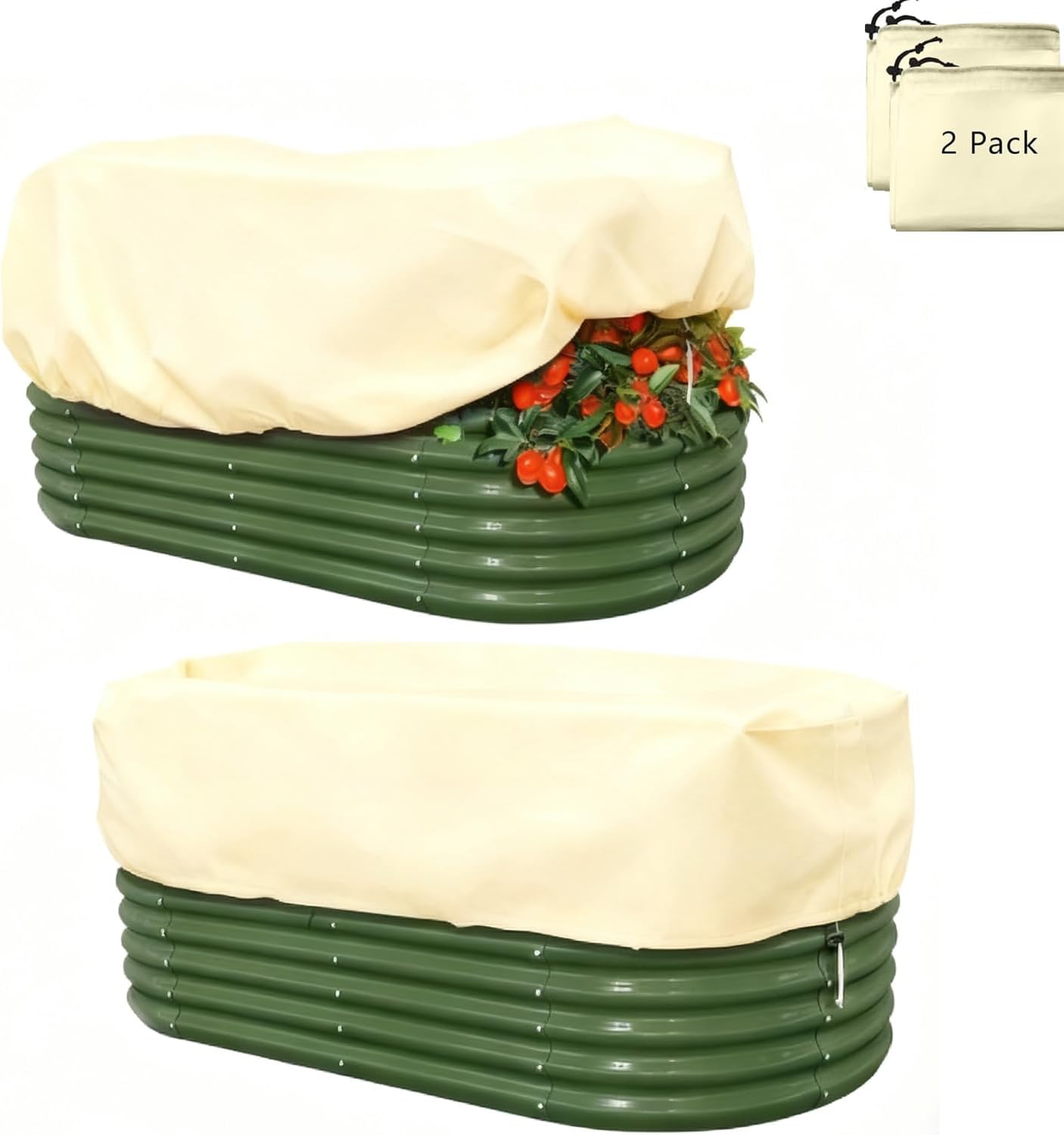 Plant Frost Cover, Rectangular Planter Plant Winter Frost Blanket with Drawstring, Garden Netting for Garden Protection, Raised Beds in Winter Damaged Bark 2 Pcs(59 * 15.7 * 17.7 INCH)