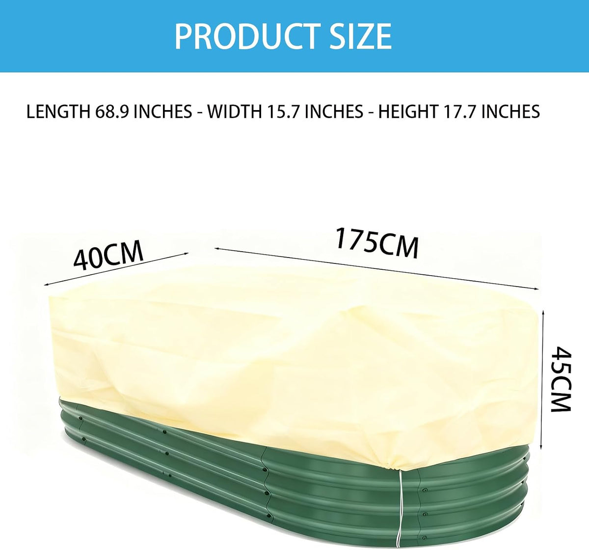 Plant Frost Cover, Rectangular Planter Plant Winter Frost Blanket with Drawstring, Garden Netting for Garden Protection, Raised Beds in Winter Damaged Bark 2 Pcs(59 * 15.7 * 17.7 INCH)