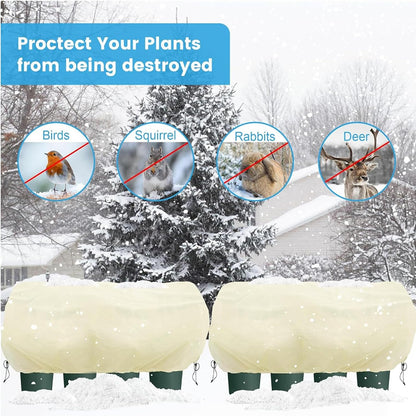 Plant Frost Cover, Rectangular Planter Plant Winter Frost Blanket with Drawstring, Garden Netting for Garden Protection, Raised Beds in Winter Damaged Bark 2 Pcs(59 * 15.7 * 17.7 INCH)