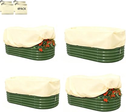 Plant Frost Cover, Rectangular Planter Plant Winter Frost Blanket with Drawstring, Garden Netting for Garden Protection, Raised Beds in Winter Damaged Bark 2 Pcs(59 * 15.7 * 17.7 INCH)
