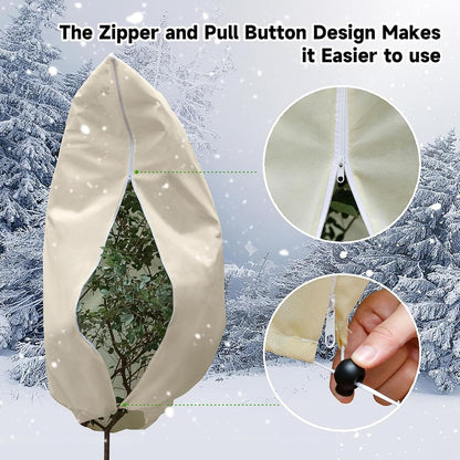 Plant Frost Cover, Rectangular Planter Plant Winter Frost Blanket with Drawstring, Garden Netting for Garden Protection, Raised Beds in Winter Damaged Bark 2 Pcs(59 * 15.7 * 17.7 INCH)