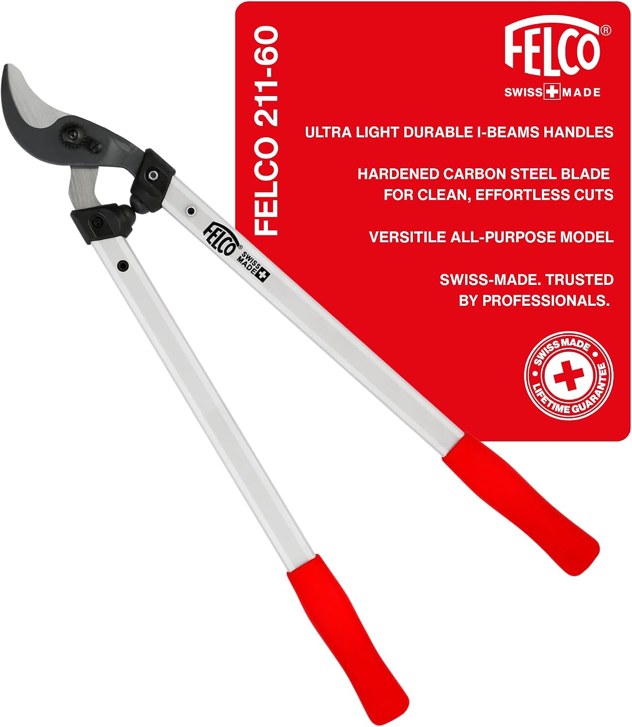 F211-40 Swiss Made Loppers for Gardening – 16" Lightweight Precision Loppers for Tree Trimming | Tree Branch Cutters | Tree Trimmer Tool with Curved Bypass Blade | I-Beam Handles | Landscape