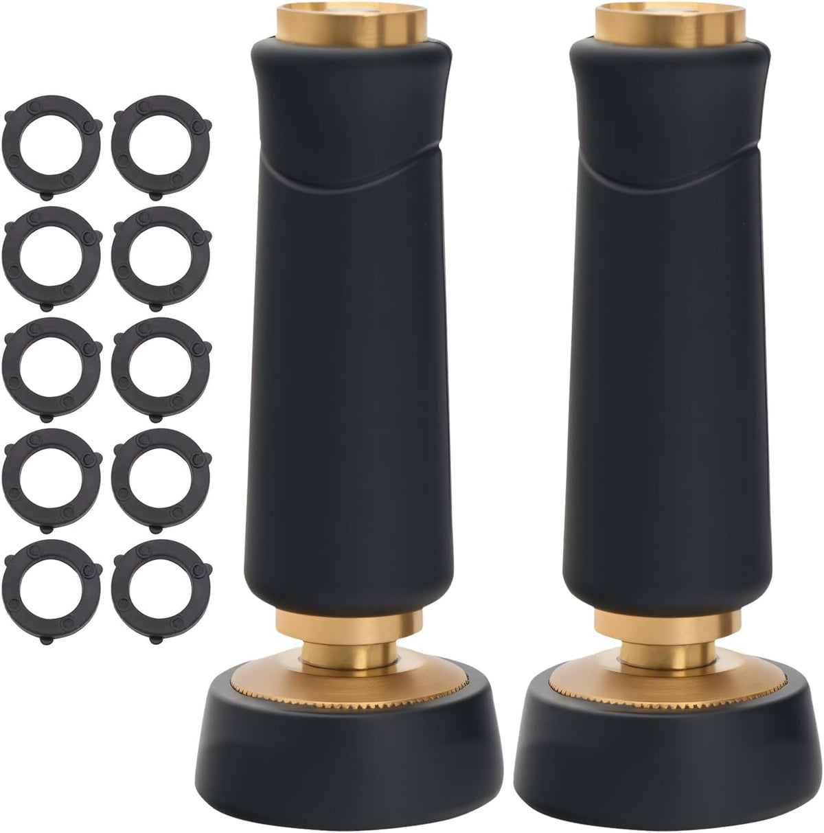 Brass Hose Nozzle, Heavy-Duty Sprayer for Garden Hoses, High Pressure Adjustable Twist Hose Nozzle, Spray Gun Rubber-Coated, Extra 10 Rubber Washers, 2 Pack