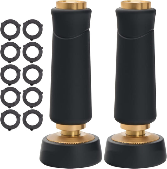 Brass Hose Nozzle, Heavy-Duty Sprayer for Garden Hoses, High Pressure Adjustable Twist Hose Nozzle, Spray Gun Rubber-Coated, Extra 10 Rubber Washers, 2 Pack