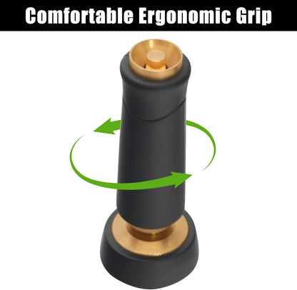 Brass Hose Nozzle, Heavy-Duty Sprayer for Garden Hoses, High Pressure Adjustable Twist Hose Nozzle, Spray Gun Rubber-Coated, Extra 10 Rubber Washers, 2 Pack