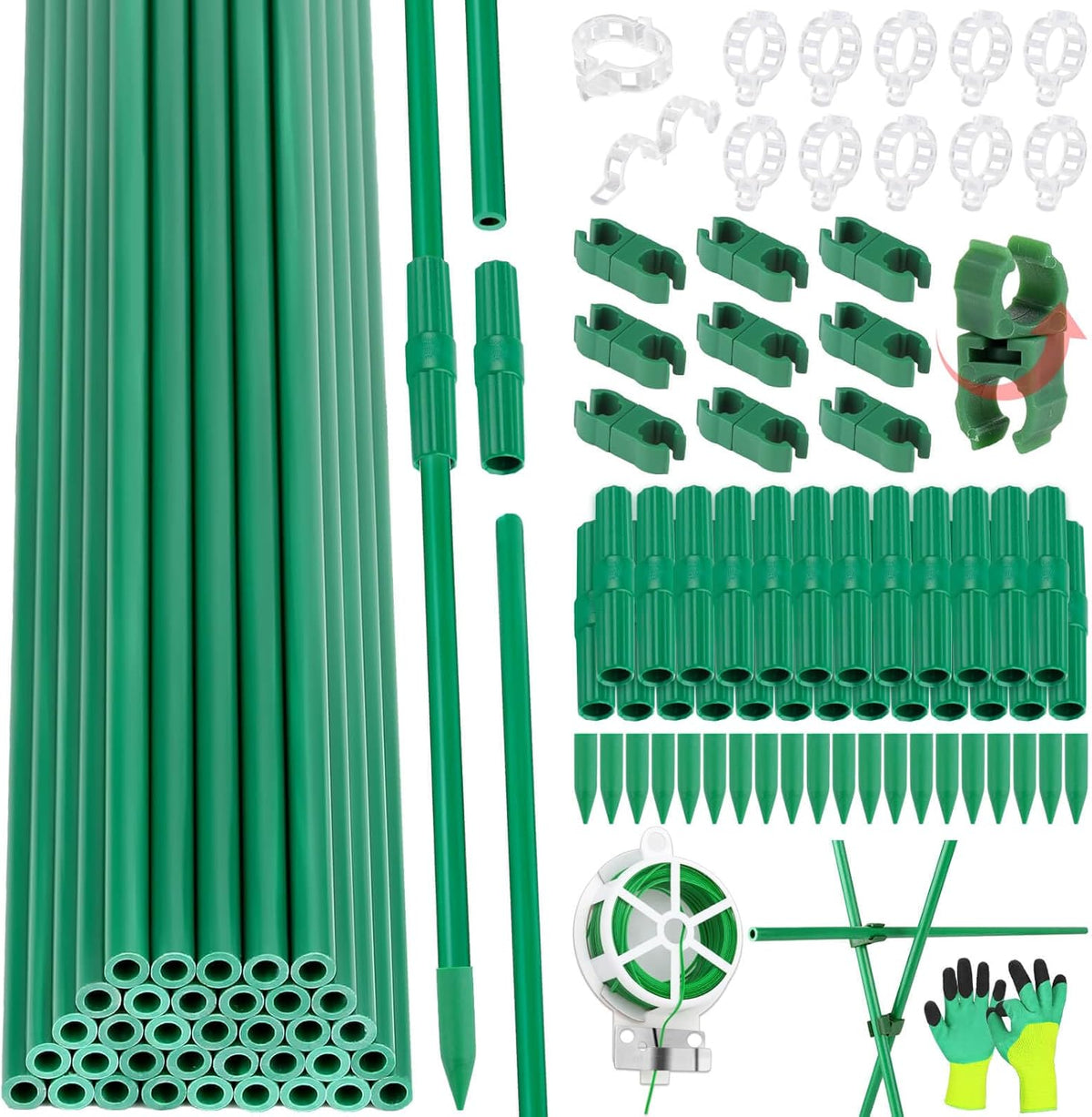 117 PCS Garden Stakes, Fiberglass Tomato Stakes, Garden Sticks
