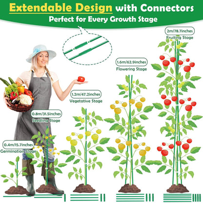 117 PCS Garden Stakes, Fiberglass Tomato Stakes, Garden Sticks