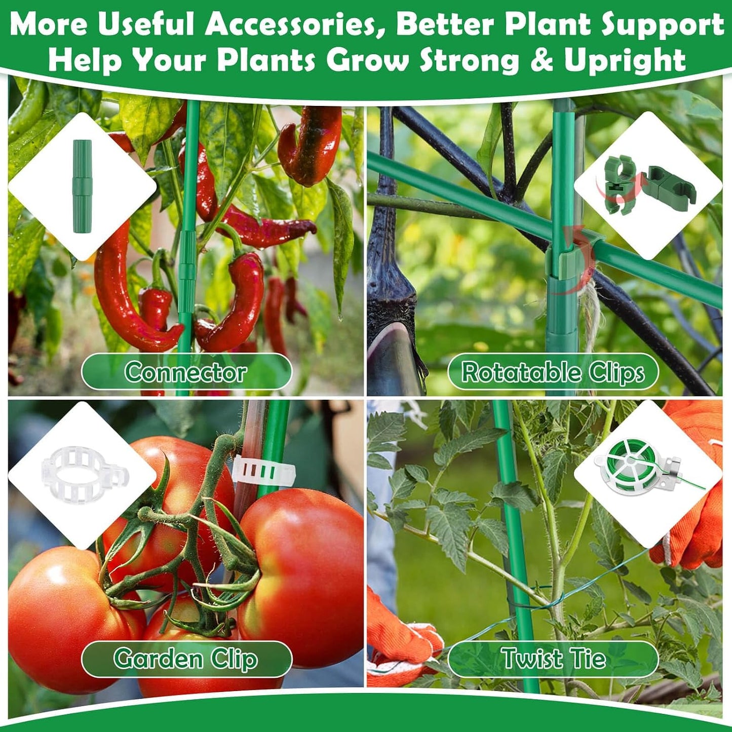 117 PCS Garden Stakes, Fiberglass Tomato Stakes, Garden Sticks