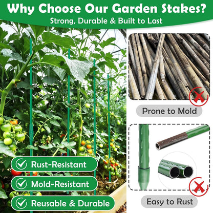 117 PCS Garden Stakes, Fiberglass Tomato Stakes, Garden Sticks