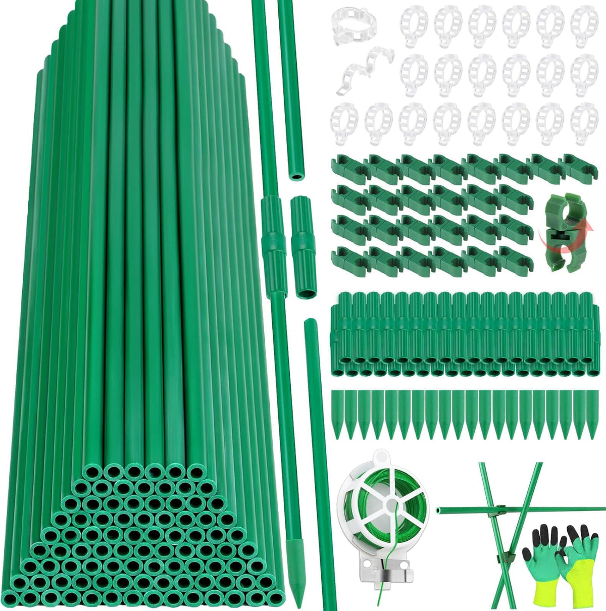 117 PCS Garden Stakes, Fiberglass Tomato Stakes, Garden Sticks