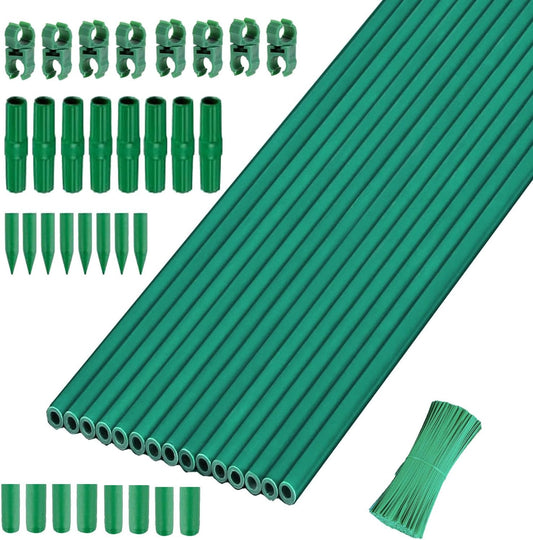 Garden Stakes 13.7 Inch, DIY 4ft 5ft 6ft 7ft 8ft 15Set Tomato Stakes Plastic Coated Metal Plant Sticks Stakes Supports for Indoor Outdoor Plants Vegetable 72 Pack