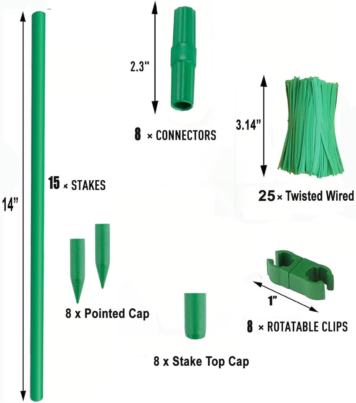 Garden Stakes 13.7 Inch, DIY 4ft 5ft 6ft 7ft 8ft 15Set Tomato Stakes Plastic Coated Metal Plant Sticks Stakes Supports for Indoor Outdoor Plants Vegetable 72 Pack