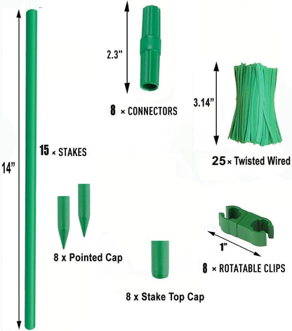 Garden Stakes 13.7 Inch, DIY 4ft 5ft 6ft 7ft 8ft 15Set Tomato Stakes Plastic Coated Metal Plant Sticks Stakes Supports for Indoor Outdoor Plants Vegetable 72 Pack