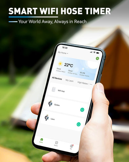 WiFi Water Timer, Sprinkler Timer for Garden Hose, Smart Automatic Irrigation System with Brass Inlet for Yard, Lawn, APP Remote Control via 2.4Ghz WiFi and Bluetooth