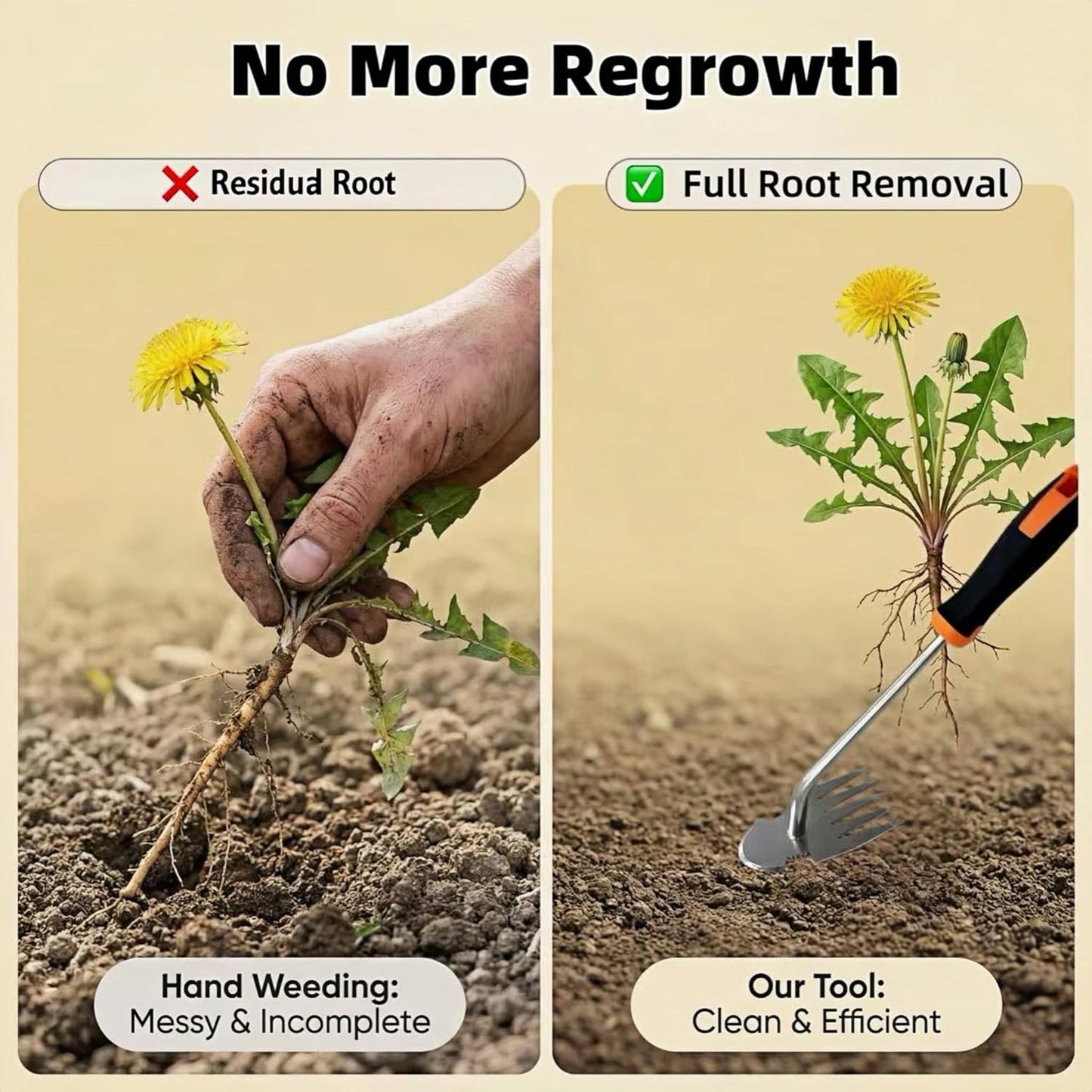 Weed Puller Tool, Handheld 5-Claw Dual Action Garden Weeding Tools