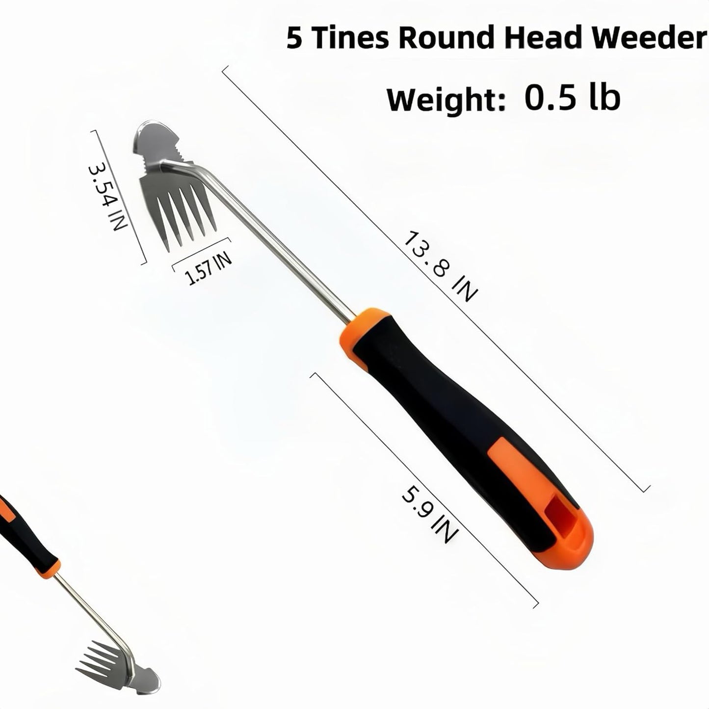 Weed Puller Tool, Handheld 5-Claw Dual Action Garden Weeding Tools