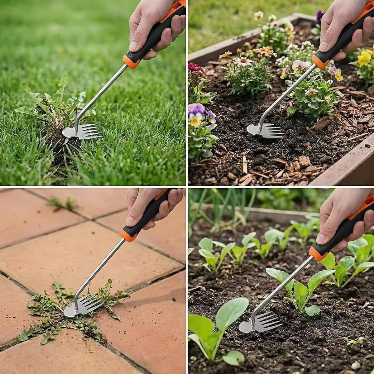 Weed Puller Tool, Handheld 5-Claw Dual Action Garden Weeding Tools