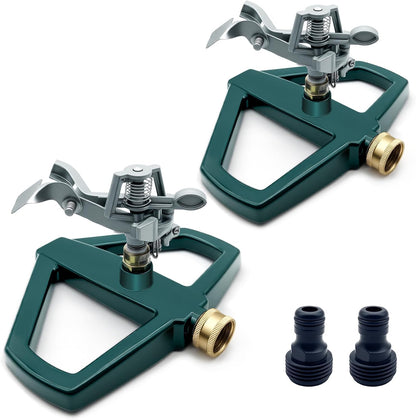 2 Pack Metal Impact Sprinklers for Yard Lawn Sprinkler 360 Coverage