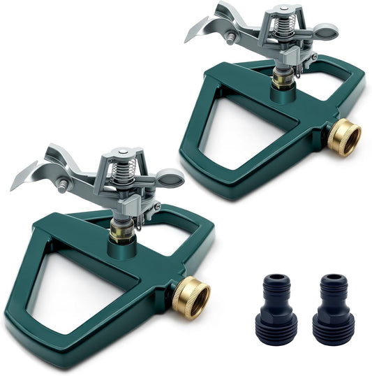 2 Pack Metal Impact Sprinklers for Yard Lawn Sprinkler 360 Coverage
