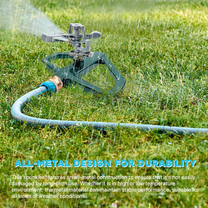 2 Pack Metal Impact Sprinklers for Yard Lawn Sprinkler 360 Coverage