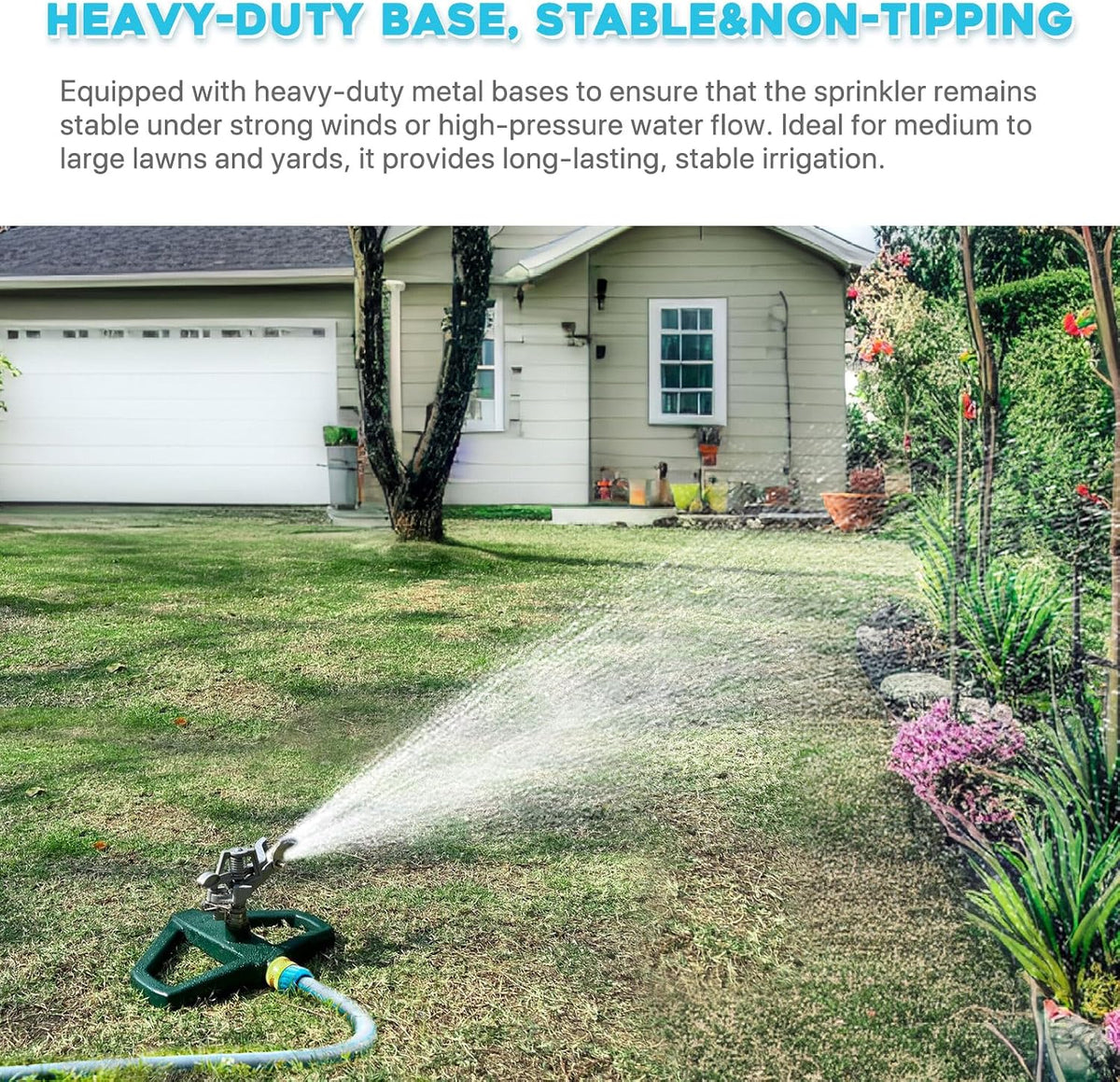 2 Pack Metal Impact Sprinklers for Yard Lawn Sprinkler 360 Coverage