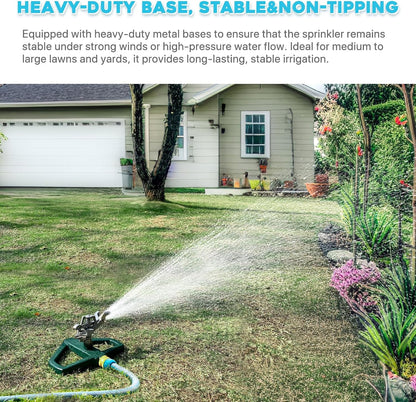 2 Pack Metal Impact Sprinklers for Yard Lawn Sprinkler 360 Coverage