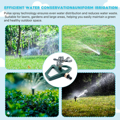 2 Pack Metal Impact Sprinklers for Yard Lawn Sprinkler 360 Coverage