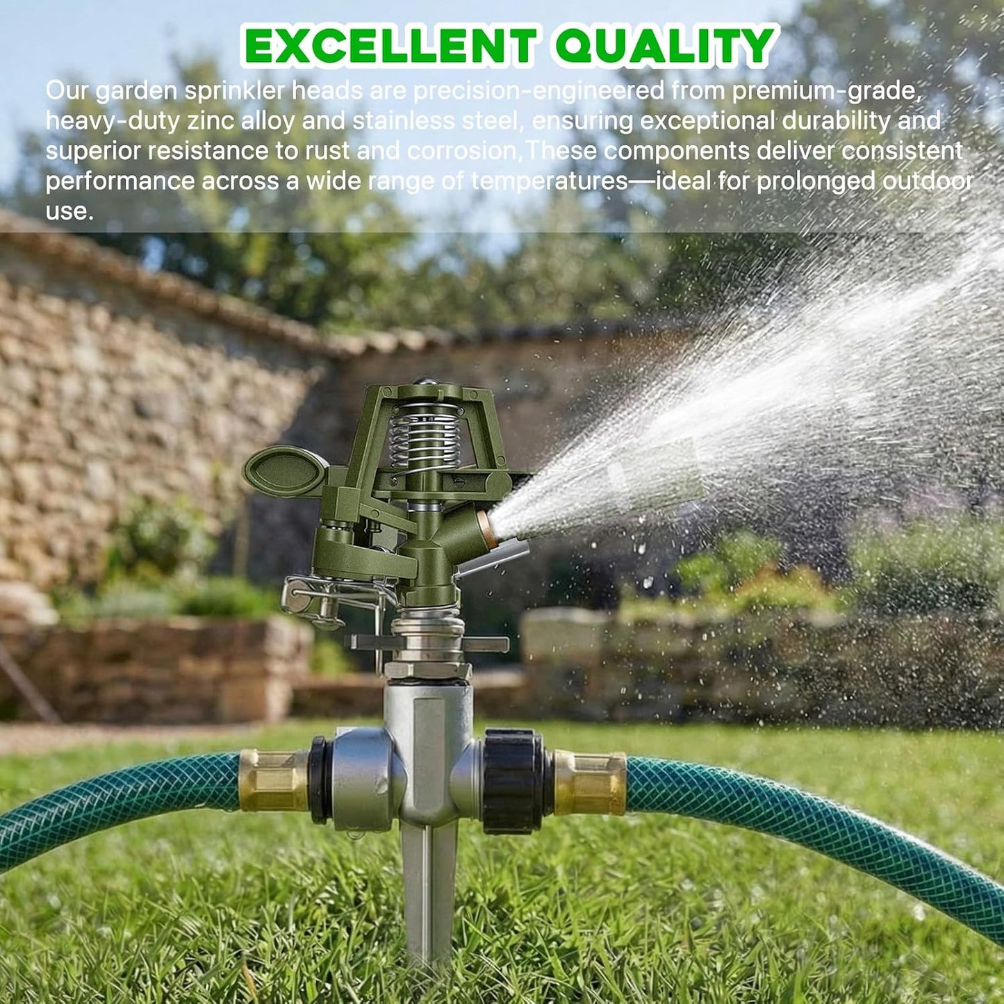 2 Pack Metal Impact Sprinklers for Yard Lawn Sprinkler 360 Coverage