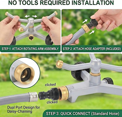 2 Pack Metal Impact Sprinklers for Yard Lawn Sprinkler 360 Coverage